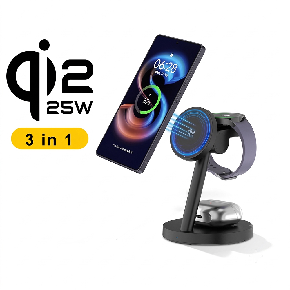 Wireless Charger 3 In 1 - 3-in-1 Qi2.2 25W Schnelle Kabellose Ladestation