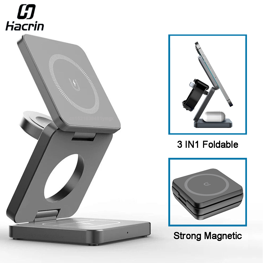 Wireless Charger 3 In 1 - Kabelloses Ladegerät, 3-in-1, faltbare magnetische kabellose