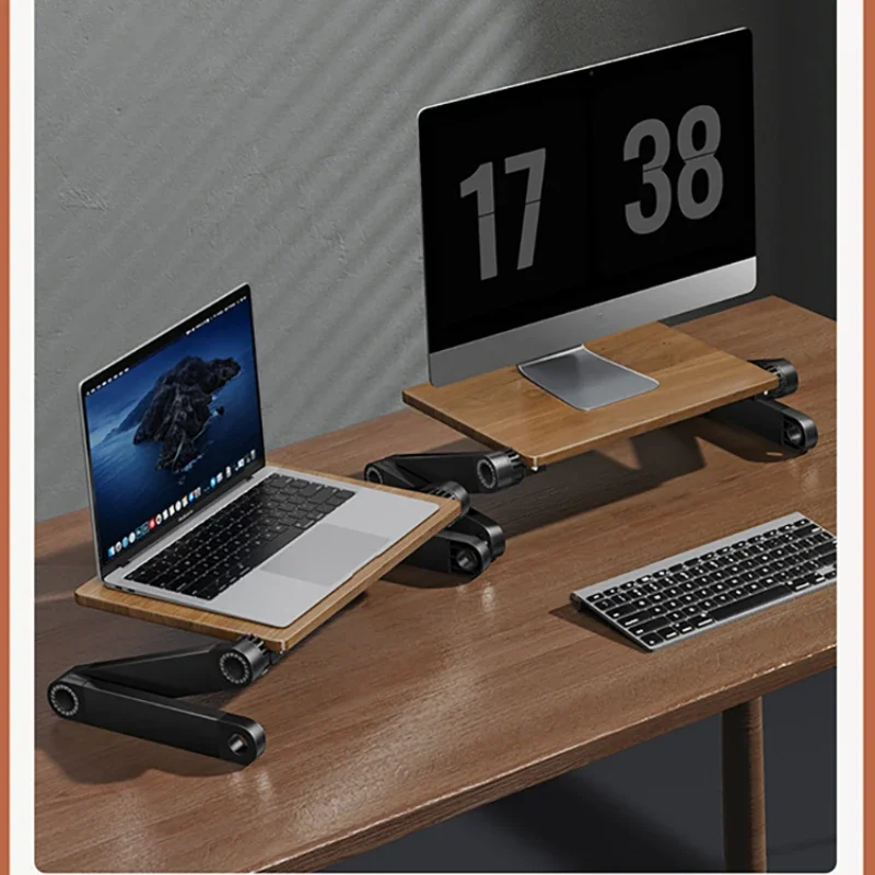 Laptop Stand Bamboo - Massivholz-Laptop-Höhenständer, verstellbare Computerhalterung, Desktop-Bildschirm-Riser, Gaming-Monitor, Unterstützung