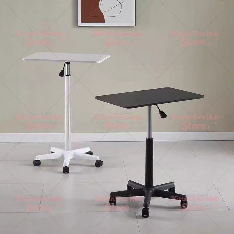Laptop Stand Bamboo - Mobiler höhenverstellbarer Schreibtisch mit Rollen, Bett-