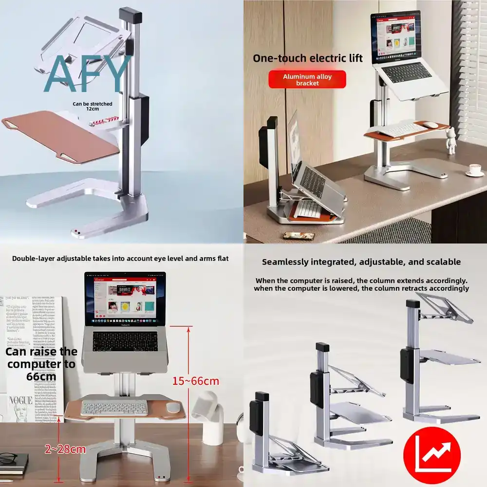 Laptop Stand Bamboo - Elektrisch Höhenverstellbarer Schreibtisch-Aufsatz für Laptop aus