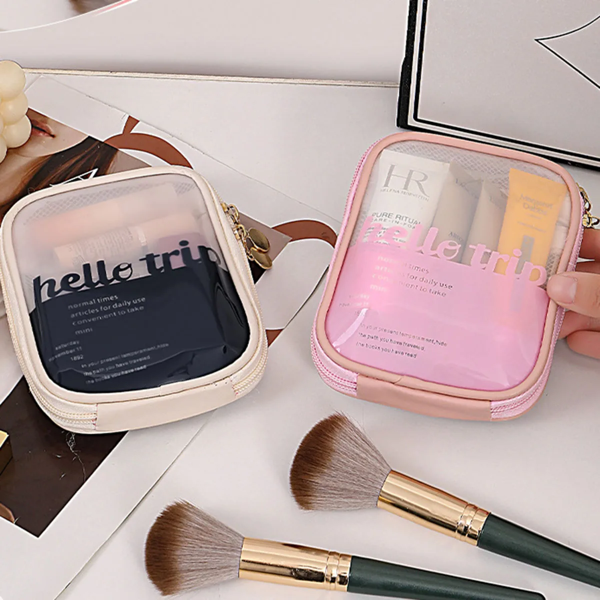 Travel Cable Organizer - Transparente tragbare Kosmetiktasche, Lippenstift-Organizer, Reisetasche für