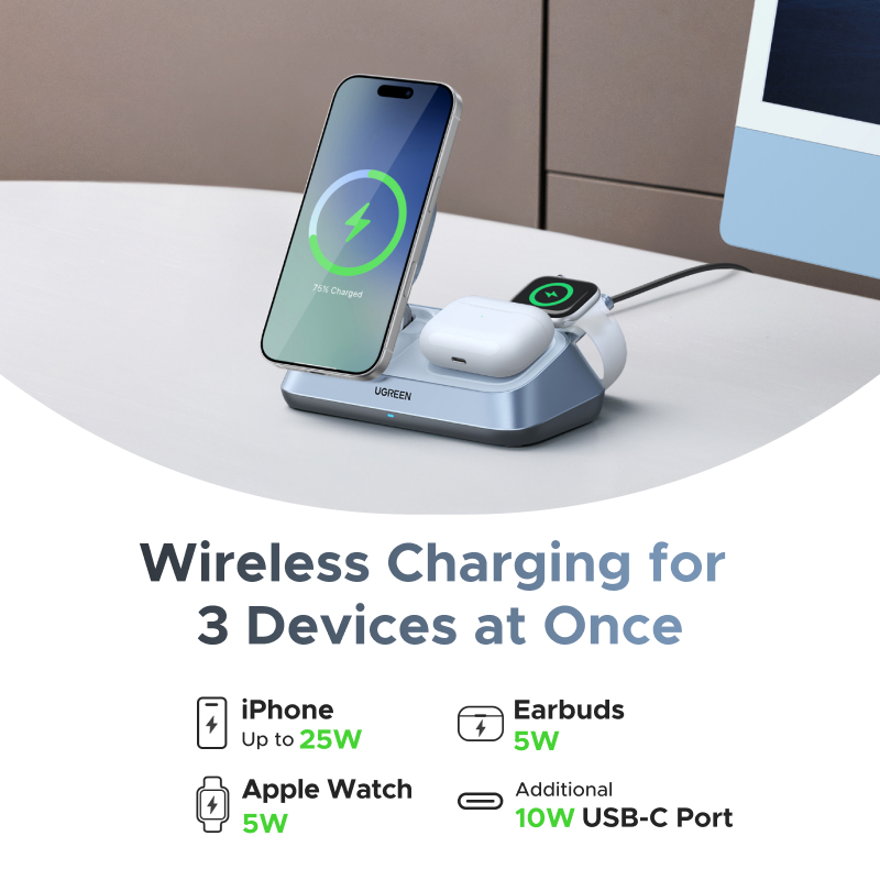 UGREEN Qi2 25W MAX Magnetische – Wireless Charger 3 In 1 Bewertung und Preis